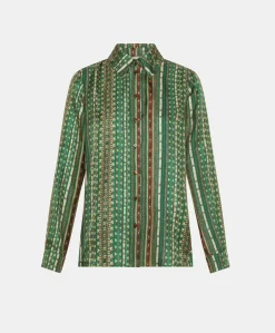 Chemise Arles En Serge De Soie - Vert/Multicolore