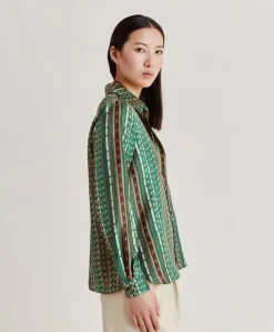Chemise Arles En Serge De Soie - Vert/Multicolore