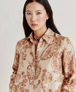 Chemise Arles En Twill De Soie - Poudre Multicolore