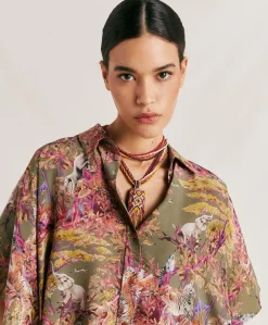 Chemise Brooklyn Crepe De Chine - Olive Multicolore