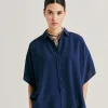 Chemise Brooklyn En Acetate De Soie - Bleu Nuit