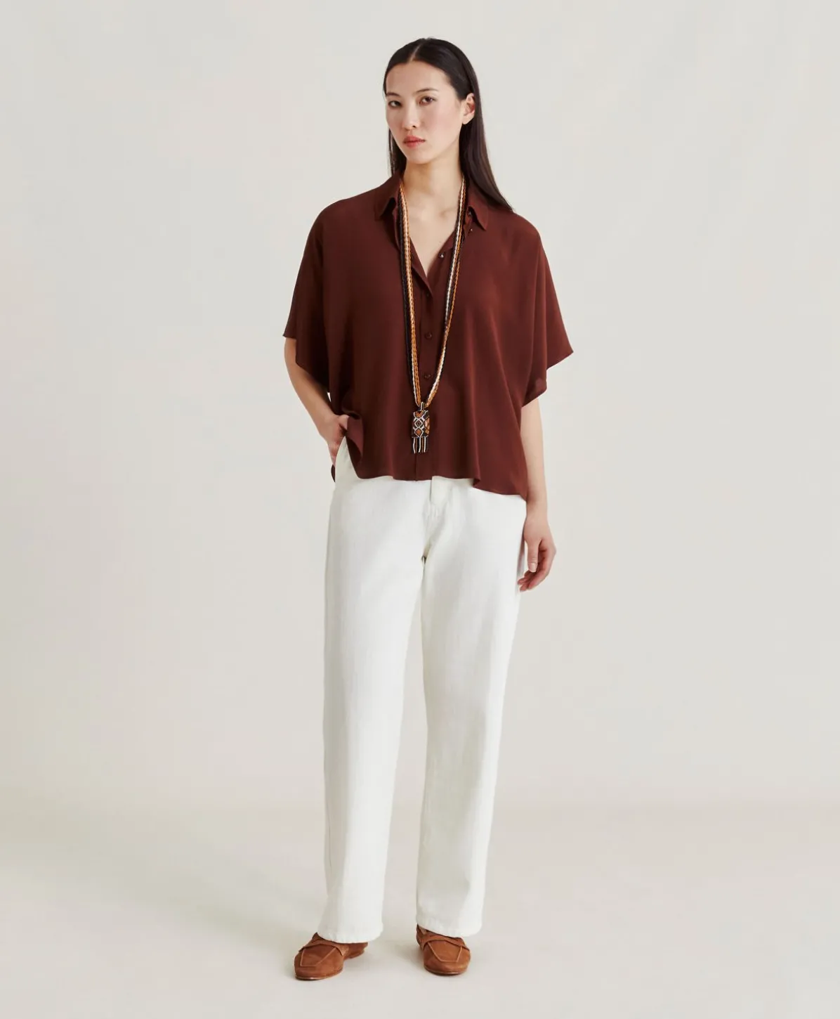 Chemise Brooklyn En Acetate De Soie - Chocolat