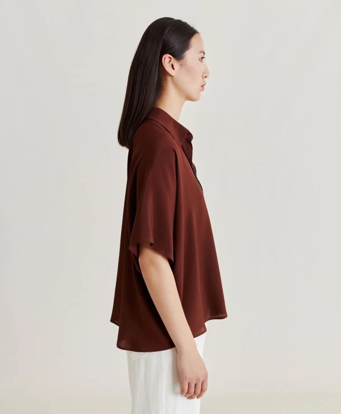 Chemise Brooklyn En Acetate De Soie - Chocolat