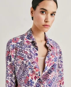 Chemise Crepe De Chine - Creme/Violet