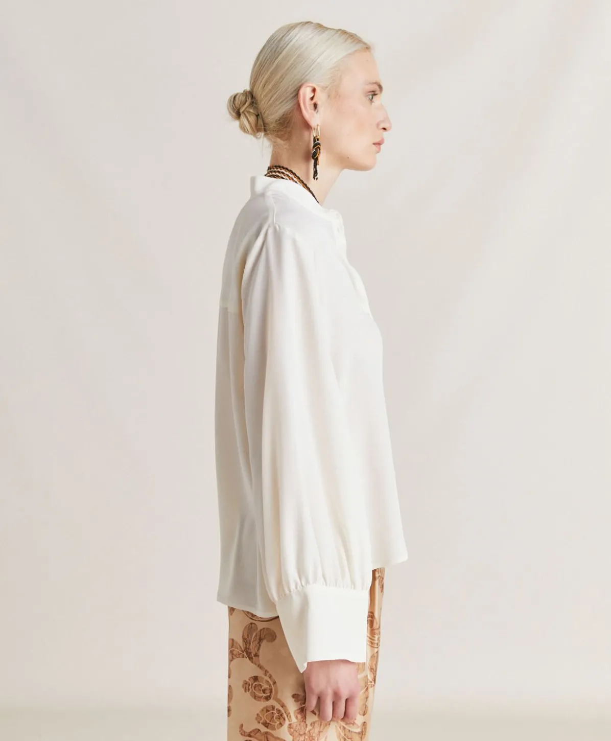 Chemise En Soie Et Acetate Franklin - Creme