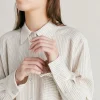 Chemise En Viscose De Soie Rayee Aura - Creme/Caramel