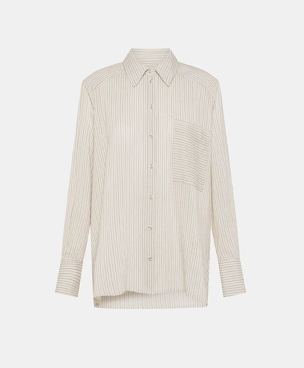 Chemise En Viscose De Soie Rayee Aura - Creme/Caramel