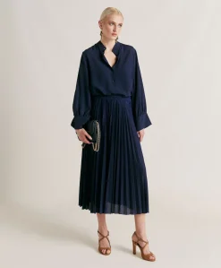 Chemise Franklin En Acetate De Soie - Bleu Nuit