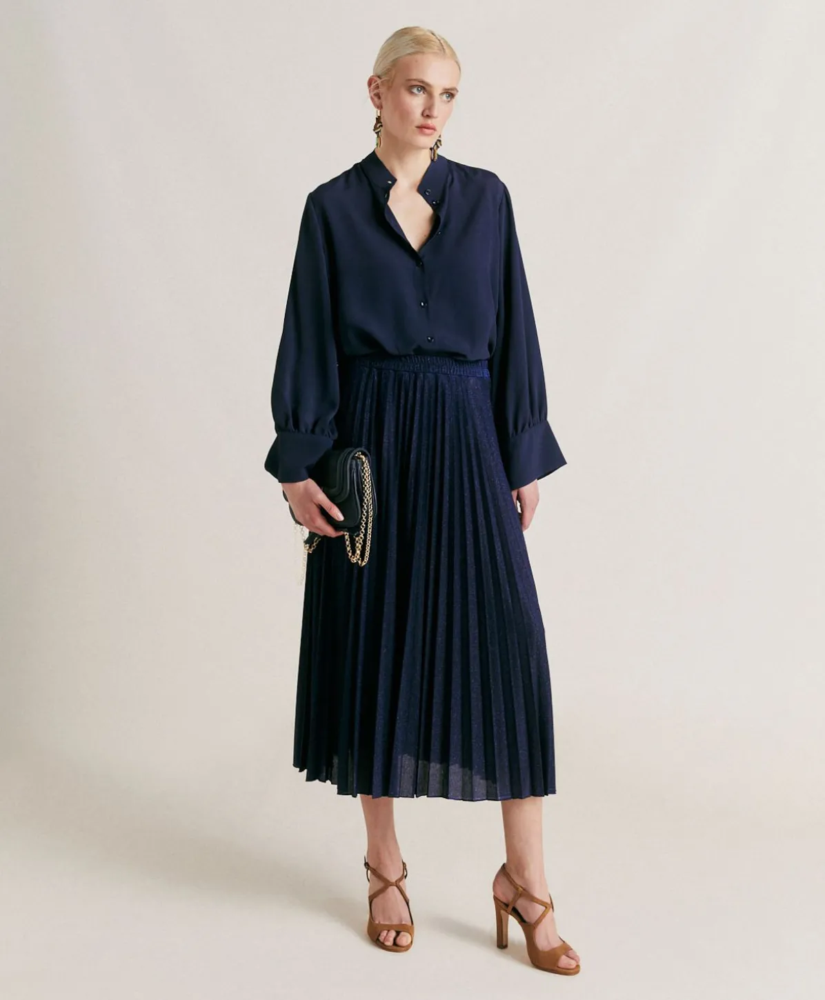 Chemise Franklin En Acetate De Soie - Bleu Nuit