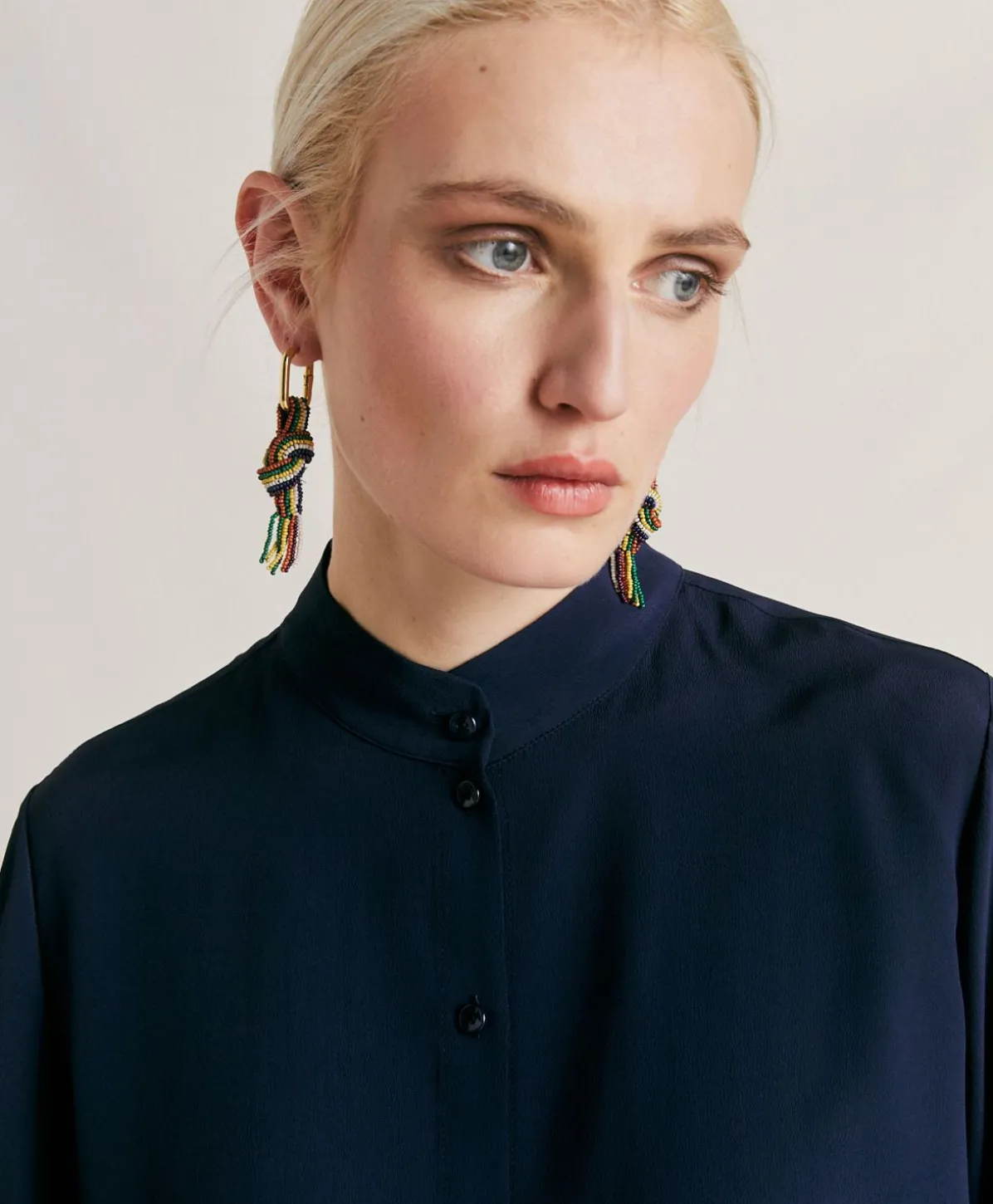 Chemise Franklin En Acetate De Soie - Bleu Nuit