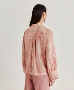 Chemise Franklin En Haboutai De Soie - Creme/Corail