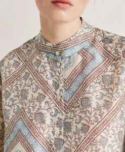 Chemise Franklin En Soie Haboutai - Creme/Poussiereux