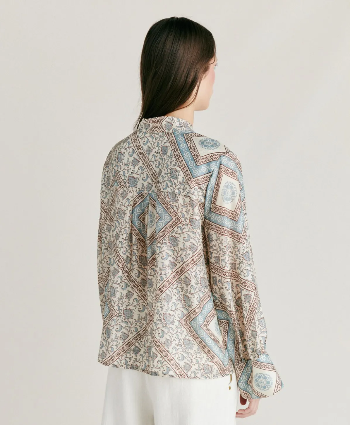 Chemise Franklin En Soie Haboutai - Creme/Poussiereux