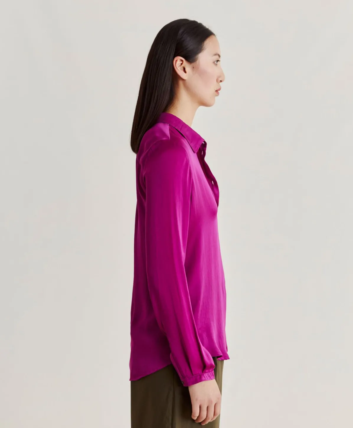 Chemise Meudon En Soie Unie - Cyclamen