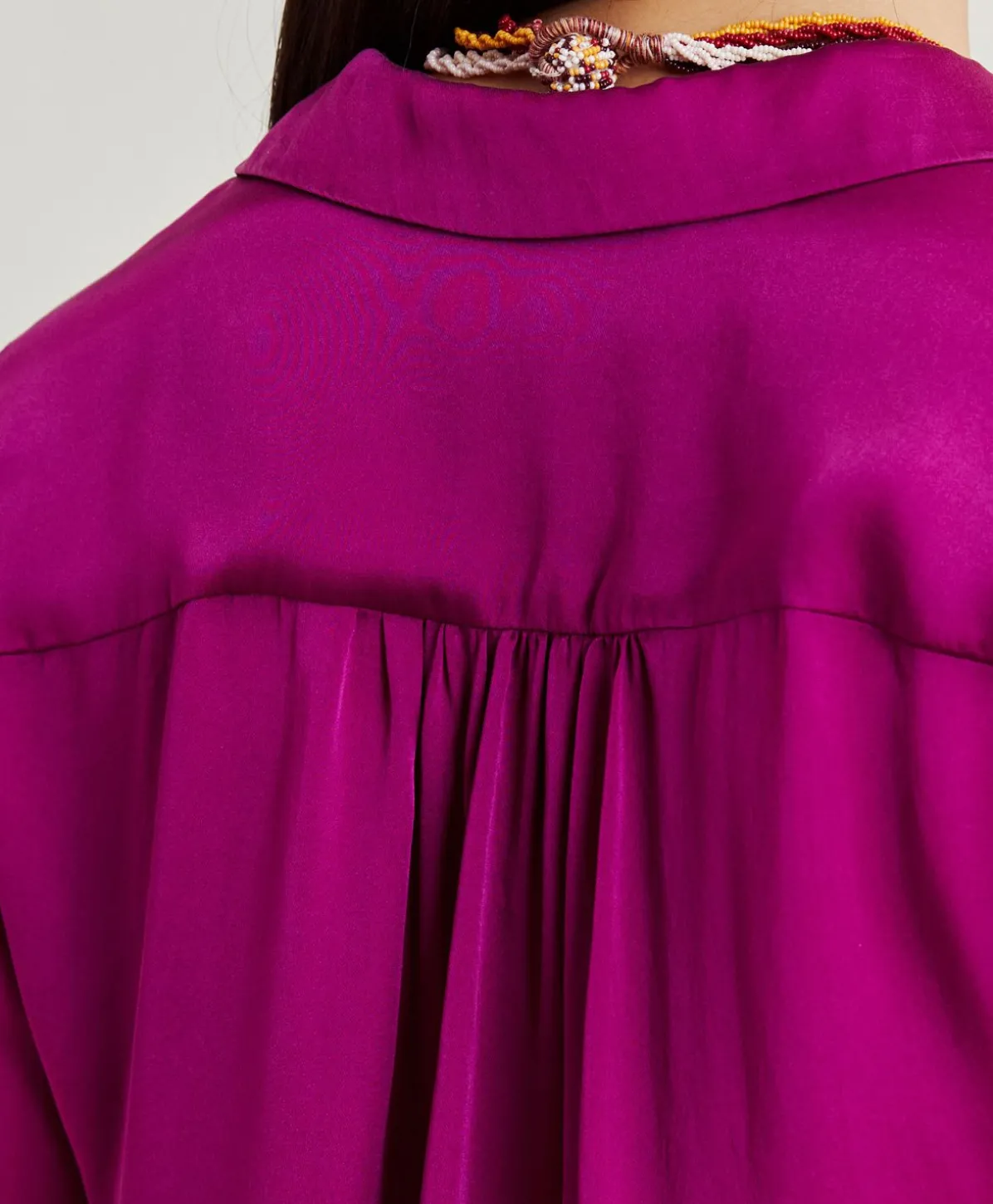 Chemise Meudon En Soie Unie - Cyclamen