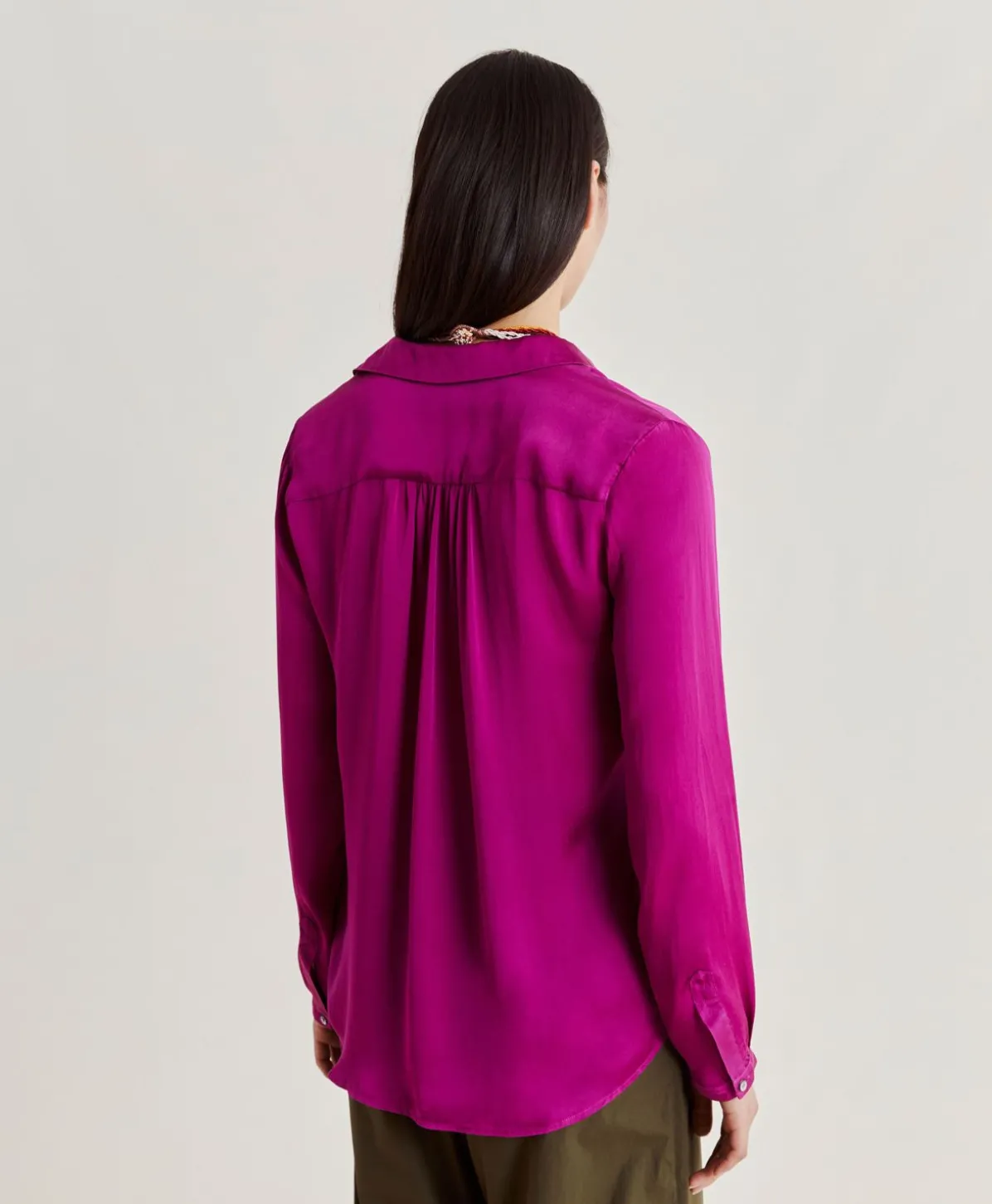 Chemise Meudon En Soie Unie - Cyclamen