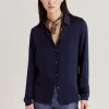 Chemise Meudon Unie En Soie - Bleu Nuit
