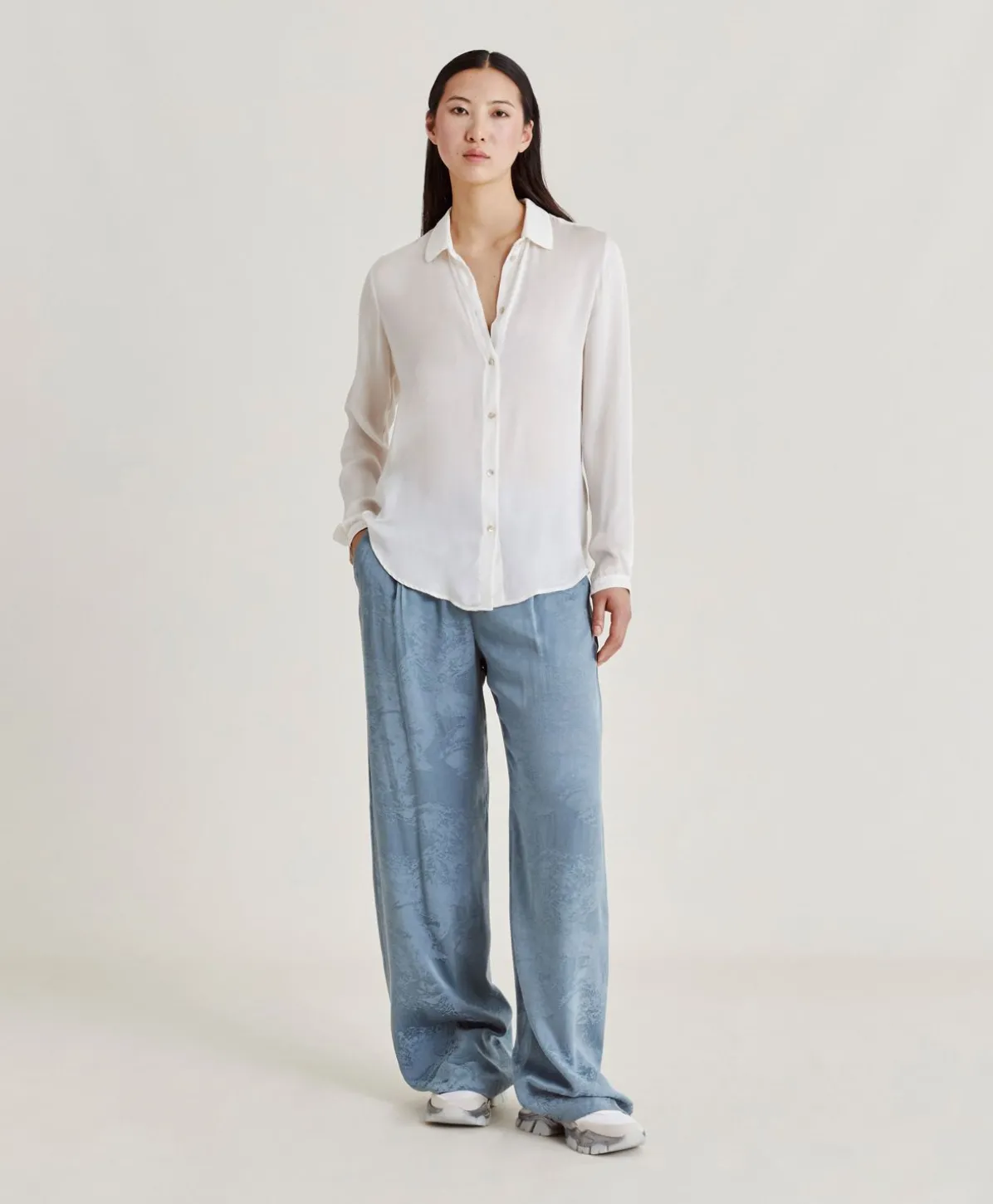 Chemise Meudon Unie En Soie - Creme