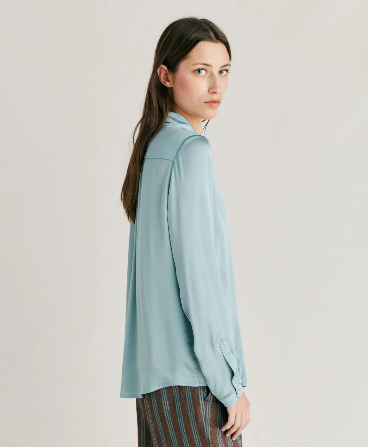 Chemise Meudon Unie En Soie - Ceruleen