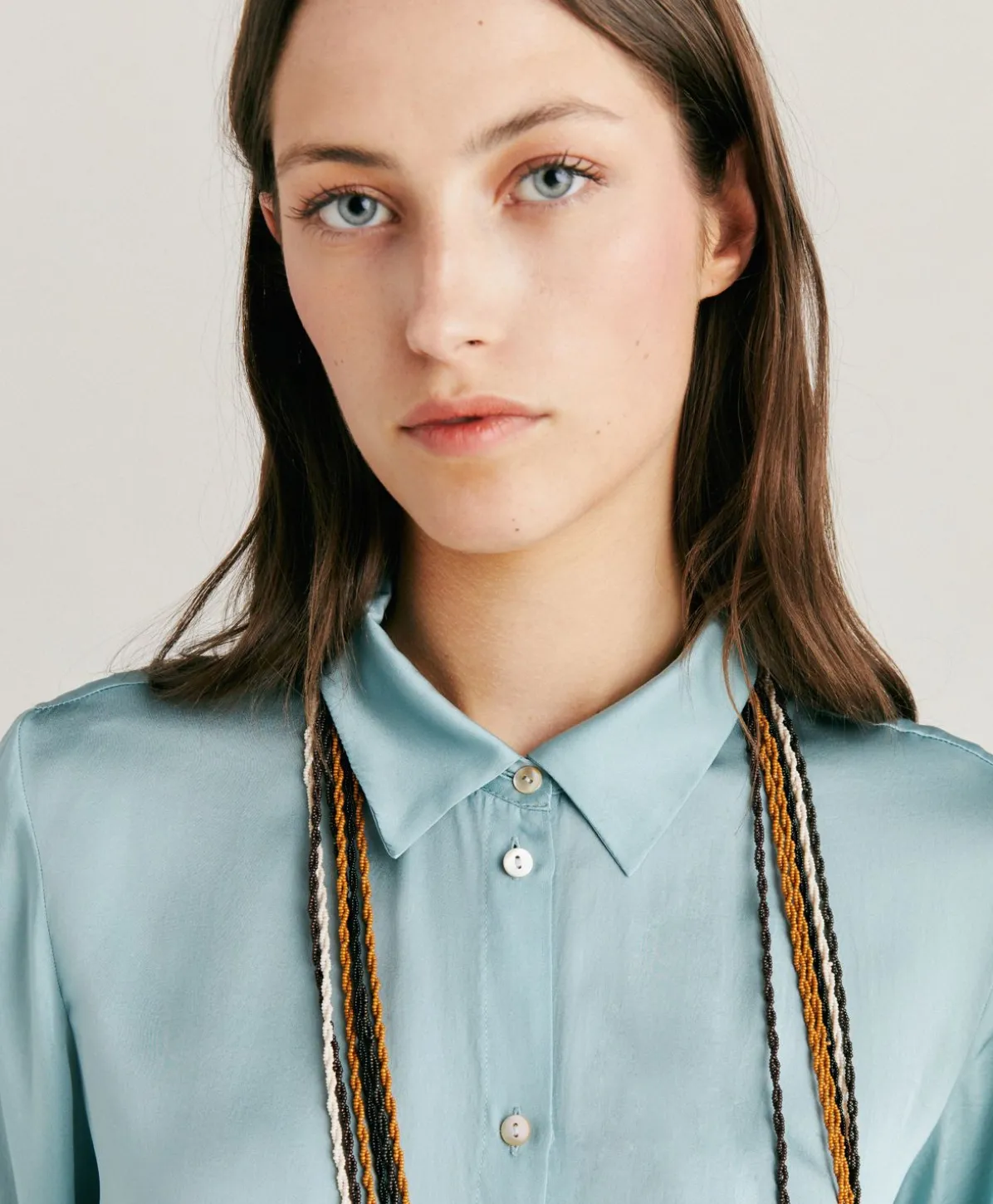 Chemise Meudon Unie En Soie - Ceruleen