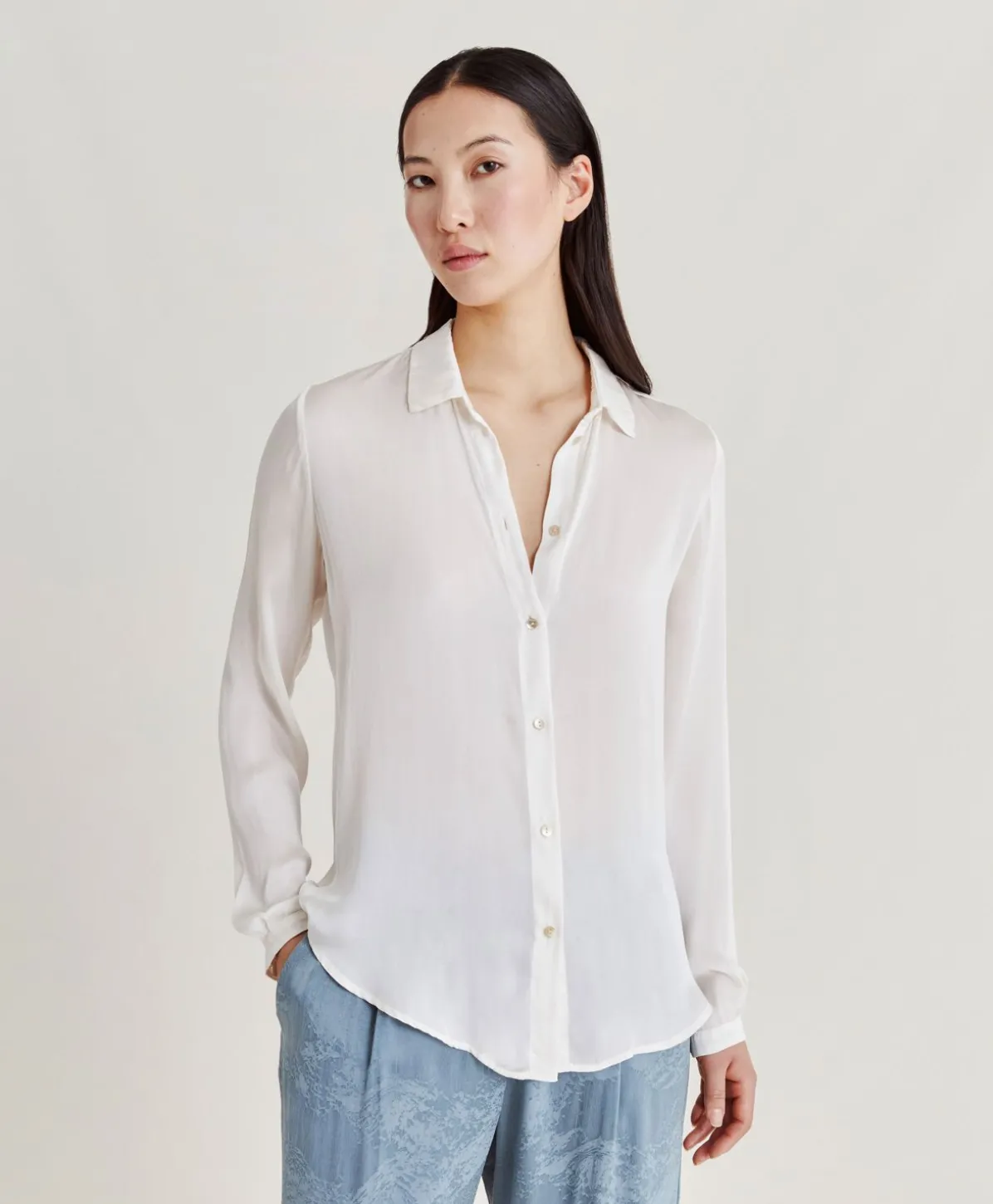 Chemise Meudon Unie En Soie - Creme