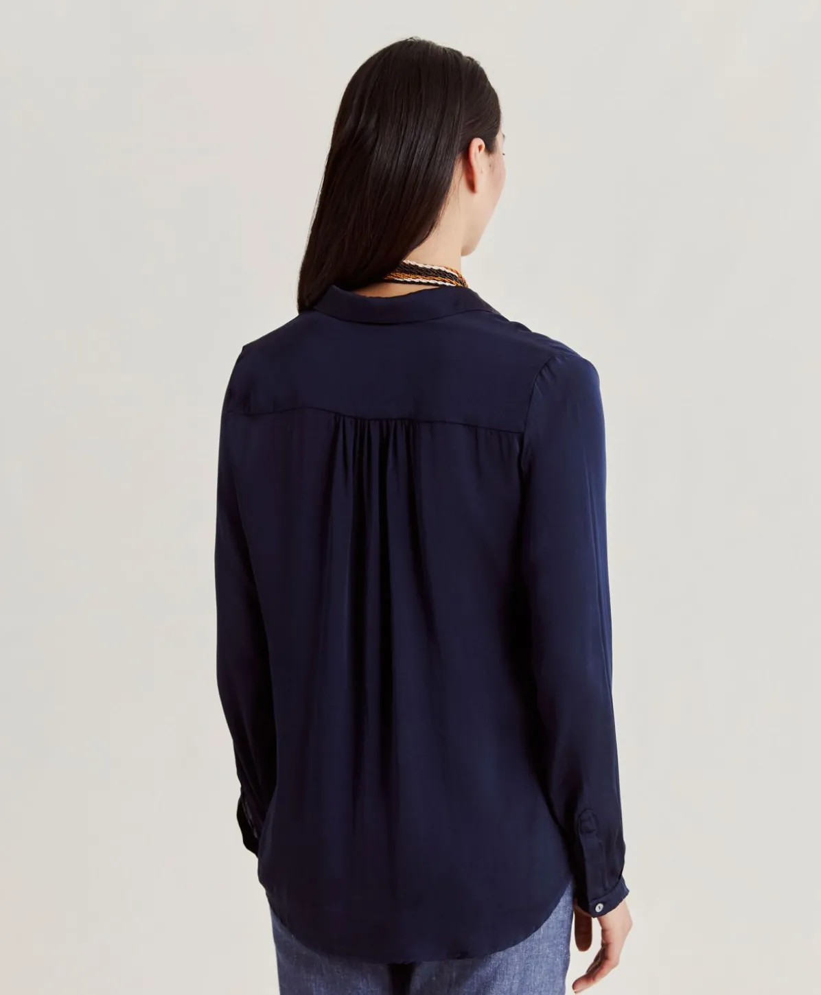 Chemise Meudon Unie En Soie - Bleu Nuit