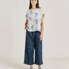Chemisier Curacao Crepe De Chine - Creme/Bleu Clair