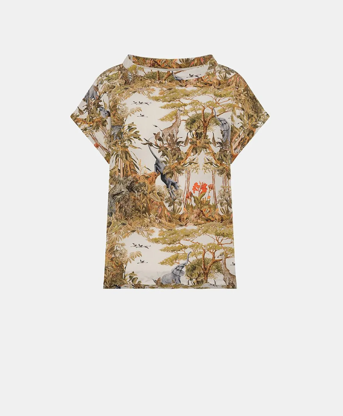 Chemisier Curacao Crepe De Chine - Creme / Multicolore