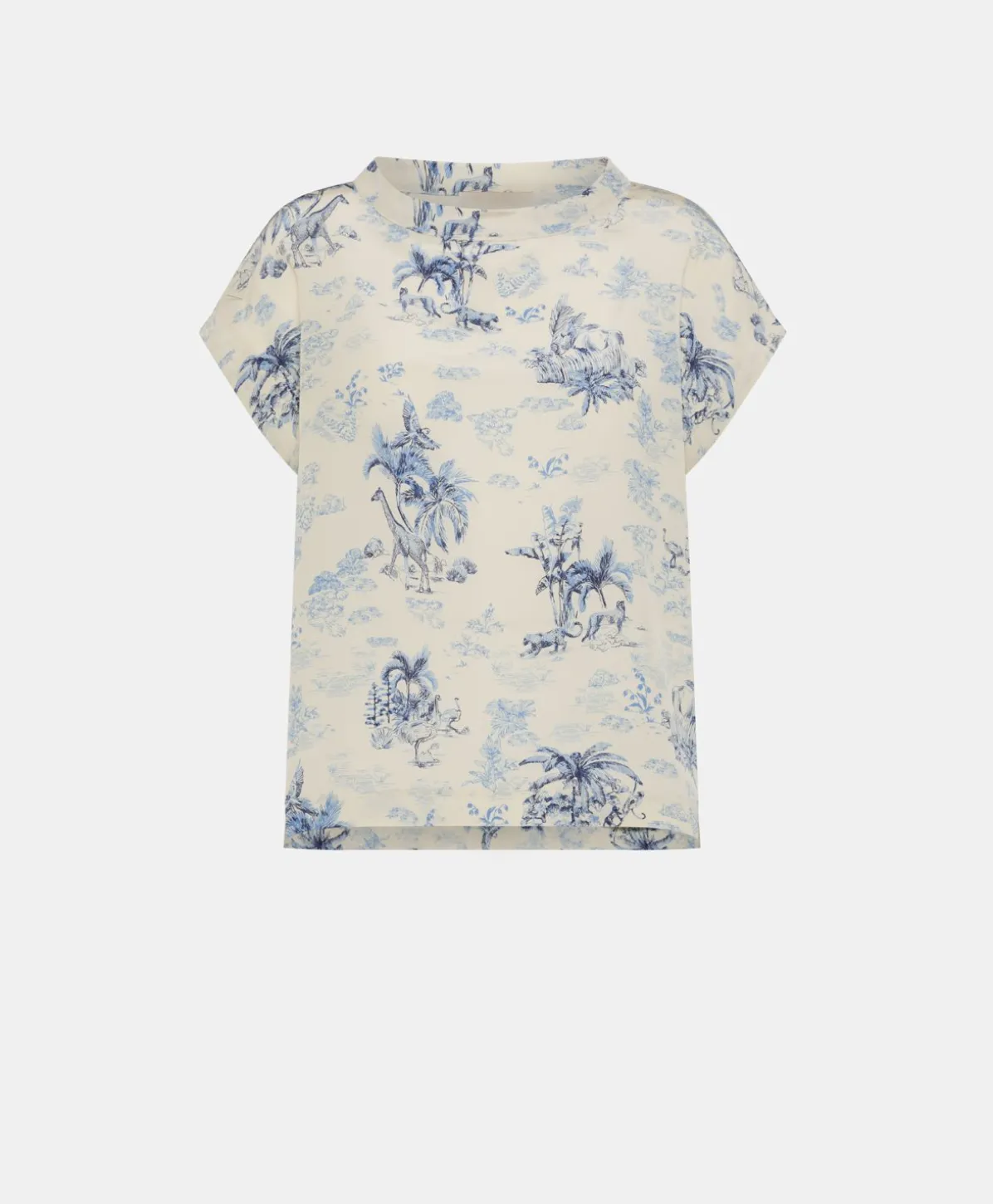 Chemisier Curacao Crepe De Chine - Creme/Bleu Clair