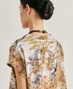 Chemisier Curacao Crepe De Chine - Creme / Multicolore