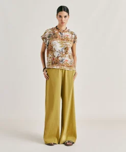 Chemisier Curacao Crepe De Chine - Creme / Multicolore