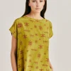 Chemisier Curacao En Crepe De Chine - Citron Vert/Vin