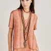 Chemisier Osmanto En Lin Viscose Imprime - Creme/Rouille