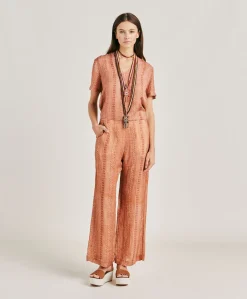Chemisier Osmanto En Lin Viscose Imprime - Creme/Rouille