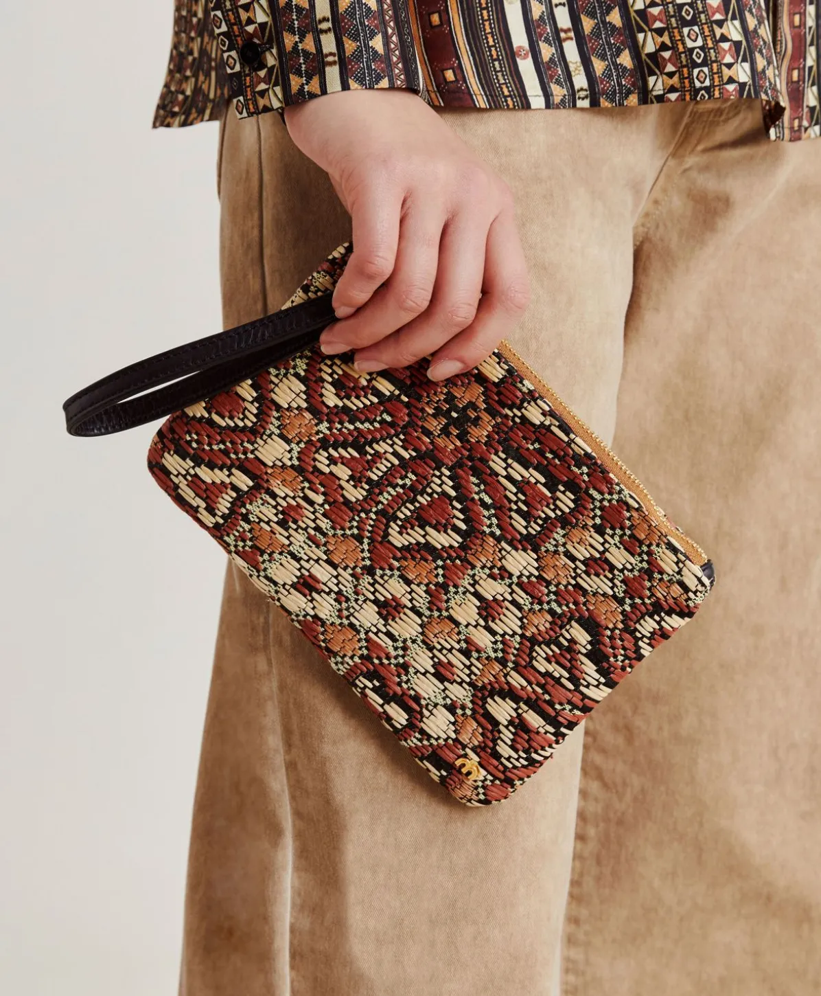 Fragua Pochette Avec Tissage - Noir Multicolore
