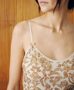 Haut En Nylon Imprime Airelle - Creme / Multicolore