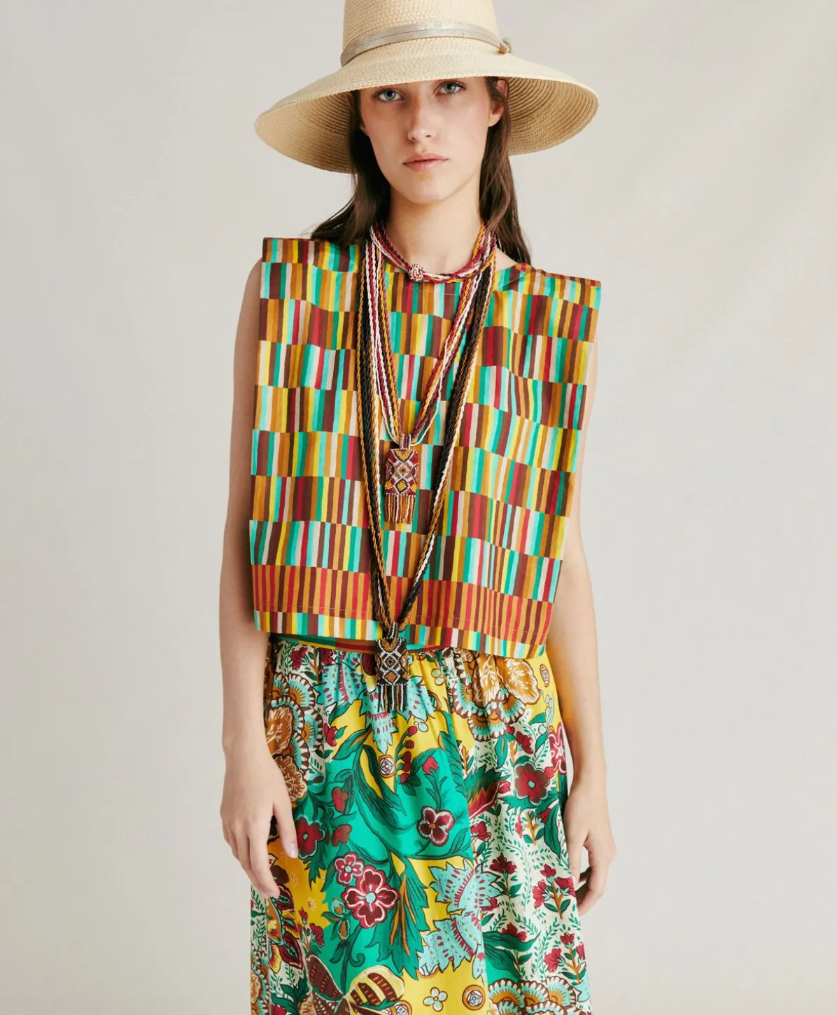 Haut En Popeline Moon - Jaune Multicolore
