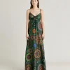 Jolie Robe En Haboutai De Soie - Vert Multicolore