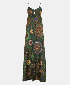 Jolie Robe En Haboutai De Soie - Vert Multicolore