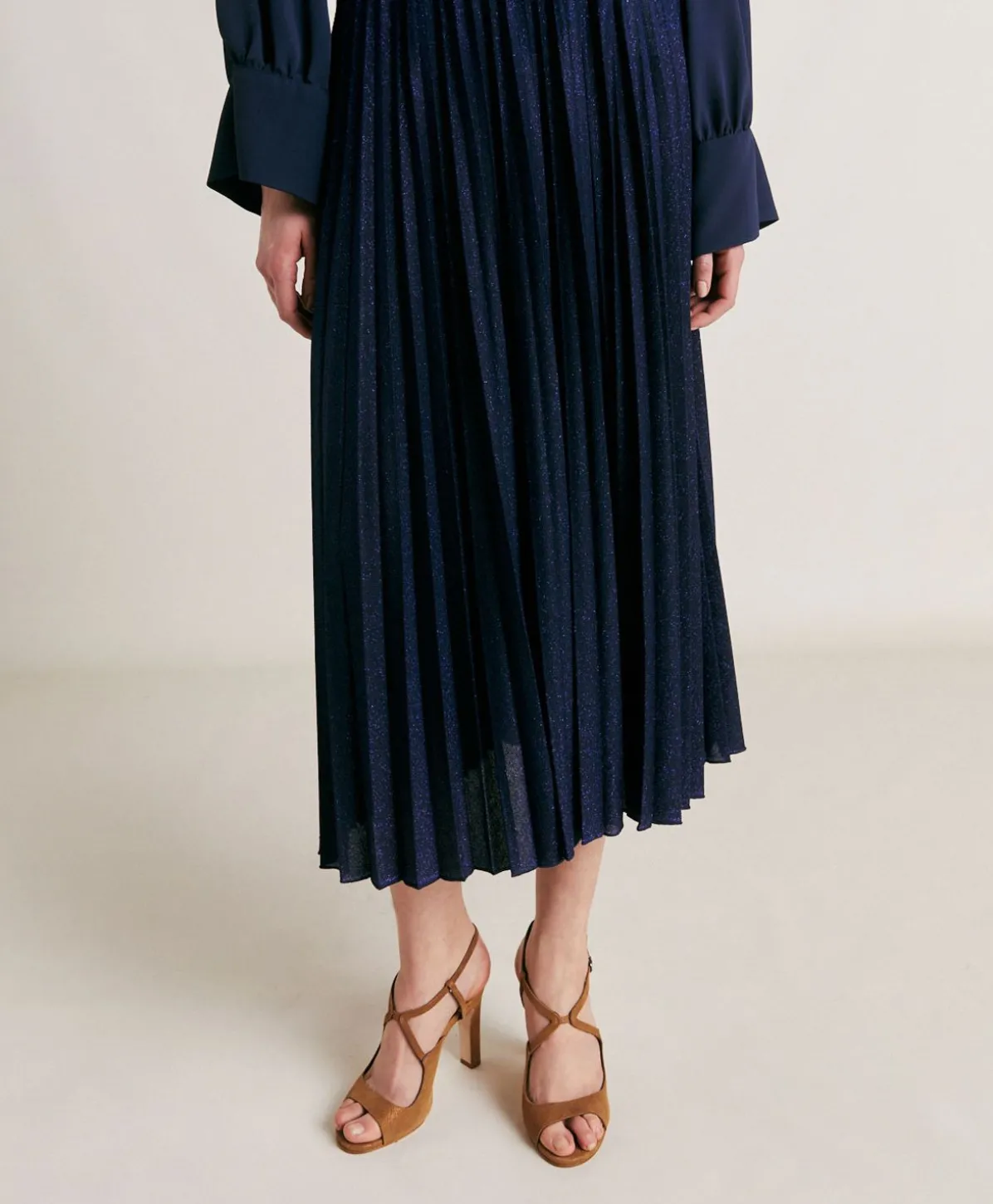Jupe Emi En Jersey Lurex - Bleute