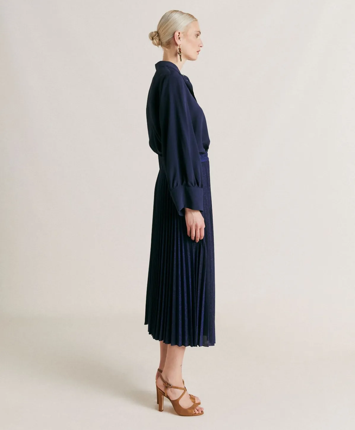 Jupe Emi En Jersey Lurex - Bleute