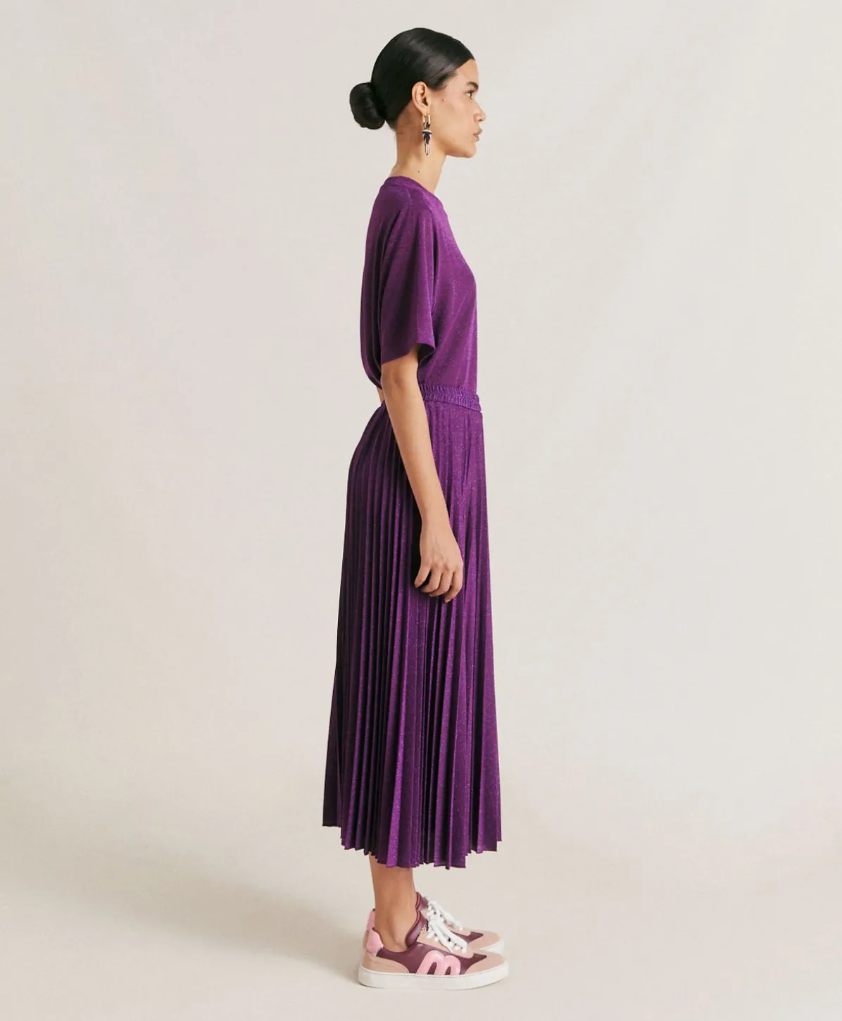 Jupe Emi En Jersey Lurex - Cyclamen