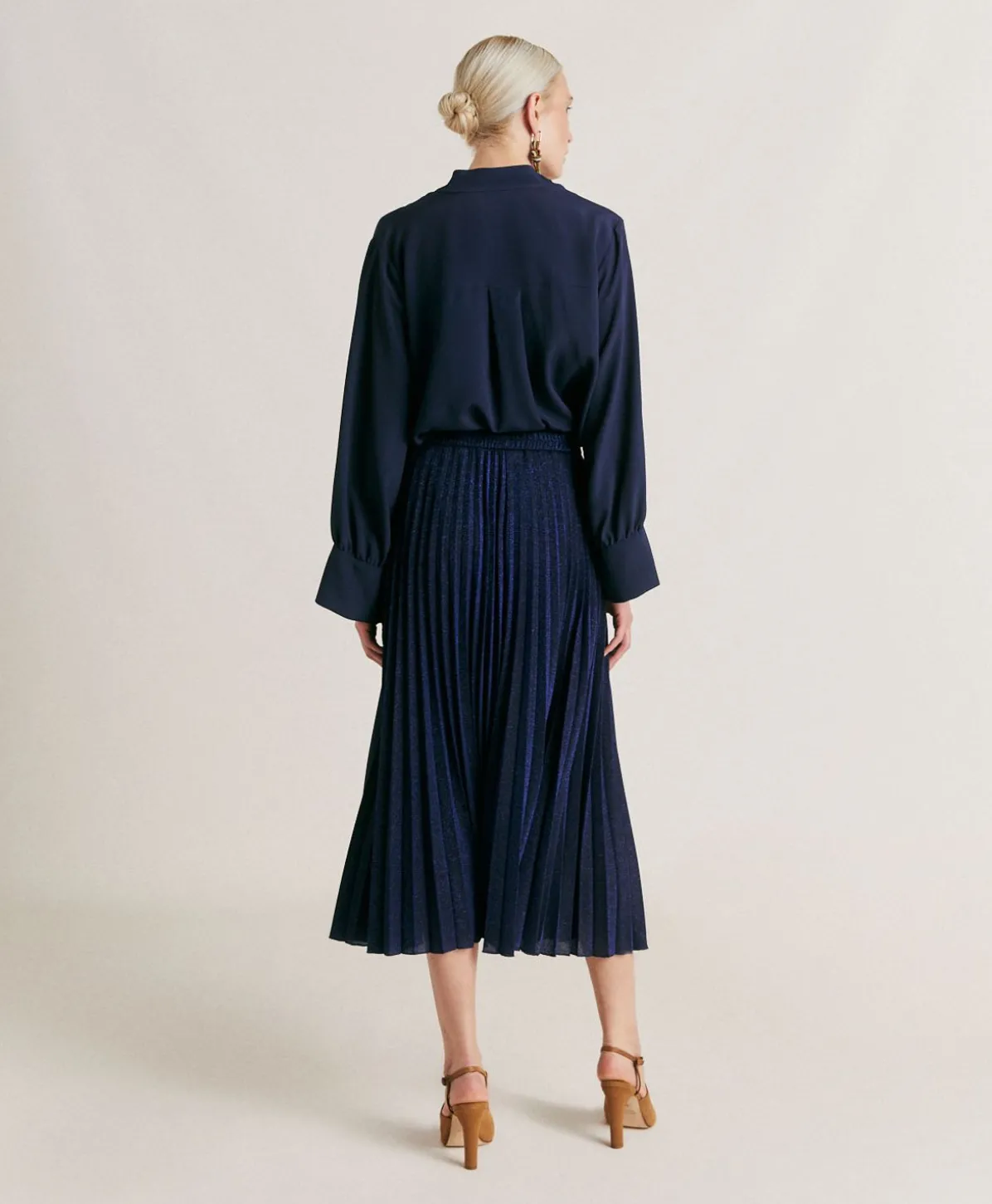 Jupe Emi En Jersey Lurex - Bleute