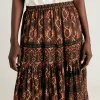Jupe Gaze Yasmine - Chocolat/Rouge