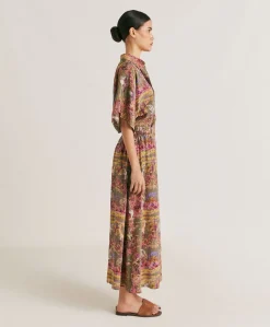 Jupe Olla Crepe De Chine - Olive Multicolore