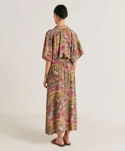 Jupe Olla Crepe De Chine - Olive Multicolore
