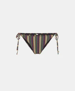 Maillot De Bain Slip Malene En Jersey Lurex Raye - Vert Multicolore