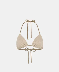 Maillot De Bain Triangle Marine En Jersey Lurex - Sable/Boue