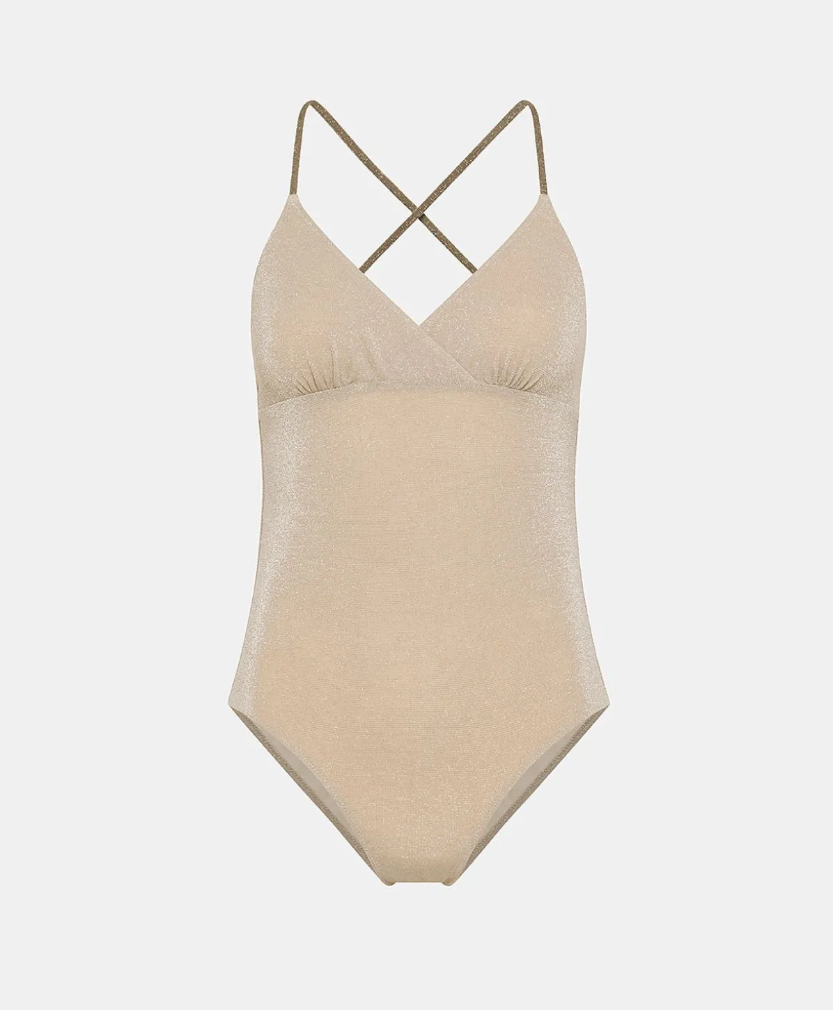 Maillot De Bain Une Piece D'Ete En Jersey Lurex - Sable/Boue