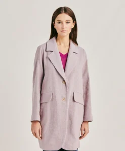 Manteau De Pomeranie En Lin Coton - Aubergine